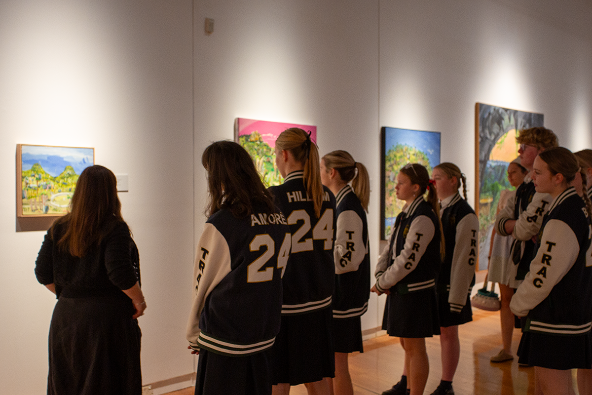 High School students on a tour of exhibitions at Wagga Wagga Art Gallery.